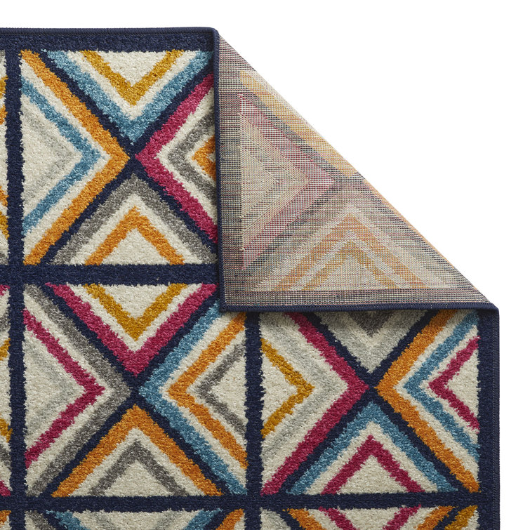 Langley Street Yazmin Tufted Dark Blue/Pink/Yellow Rug & Reviews